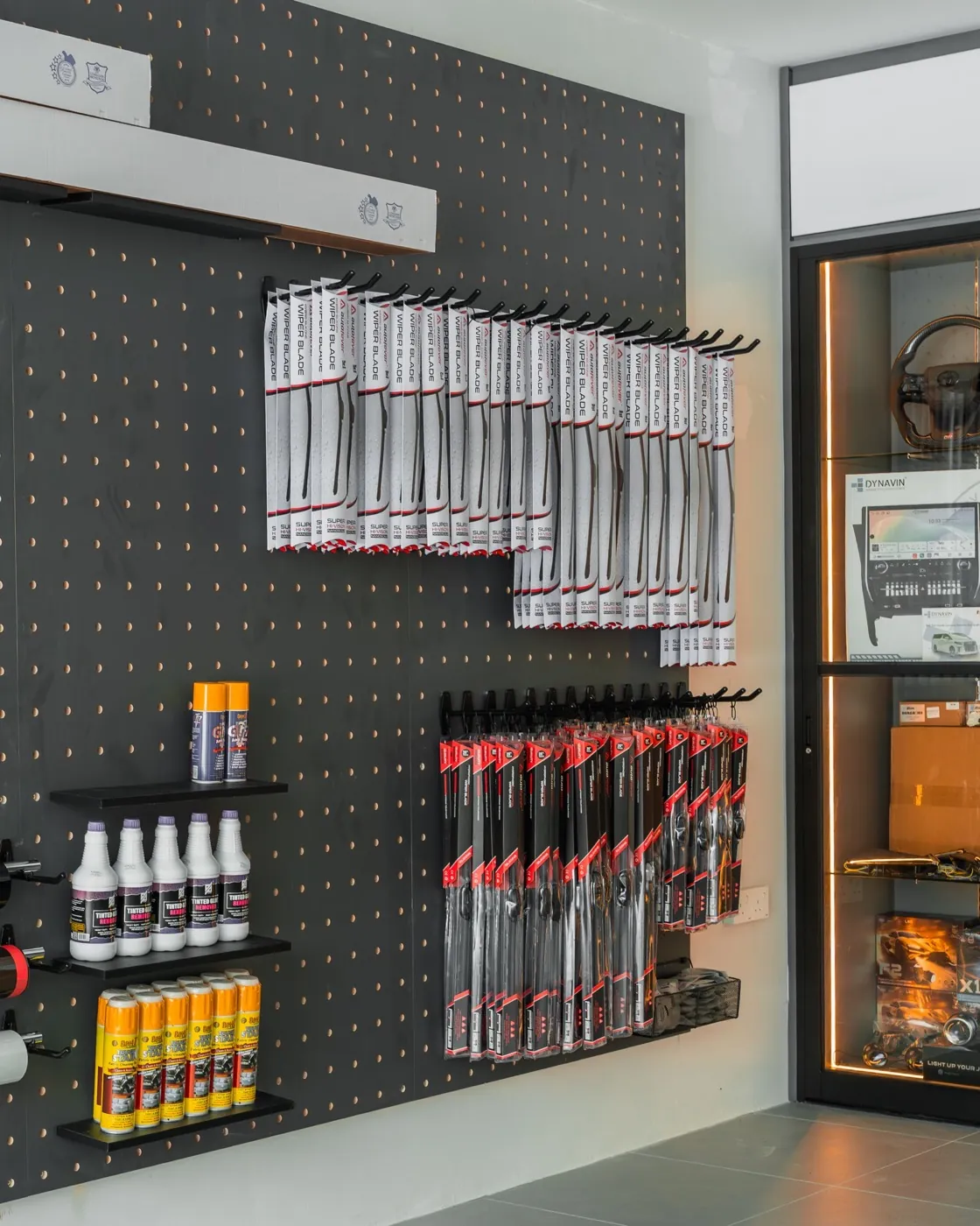 Wiper blades on display