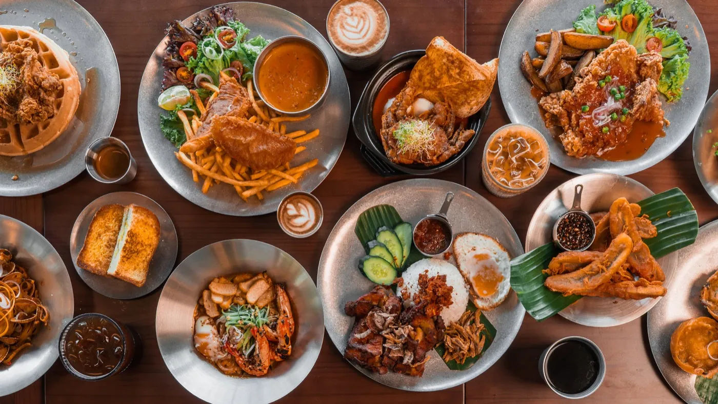 Food spread flat lay